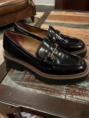 Sam Edelman Women's Laurs Loafer Black 7.5/38 Lug Sole
